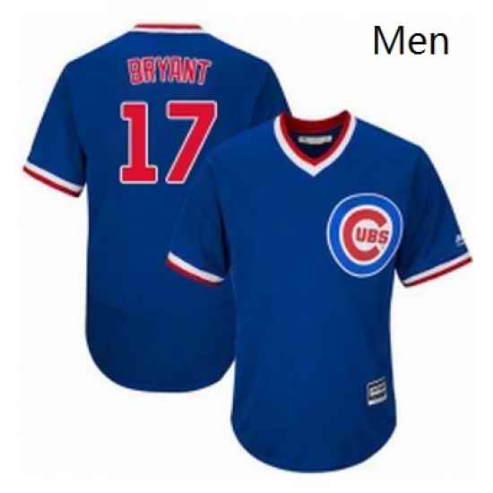 Mens Majestic Chicago Cubs 17 Kris Bryant Replica Royal Blue Cooperstown Cool Base MLB Jersey